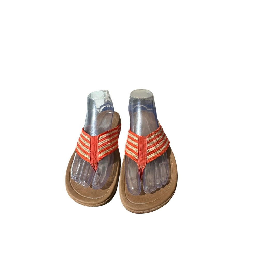 FitFlop Sandals Womens Size 6 Orange Surfa Flip Flop Coastal Comfort Wedge